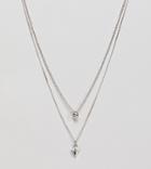 Icon Brand Diamond & Loop Pendant Necklace In Antique Silver In 2 Pack Exclusive To Asos - Silver