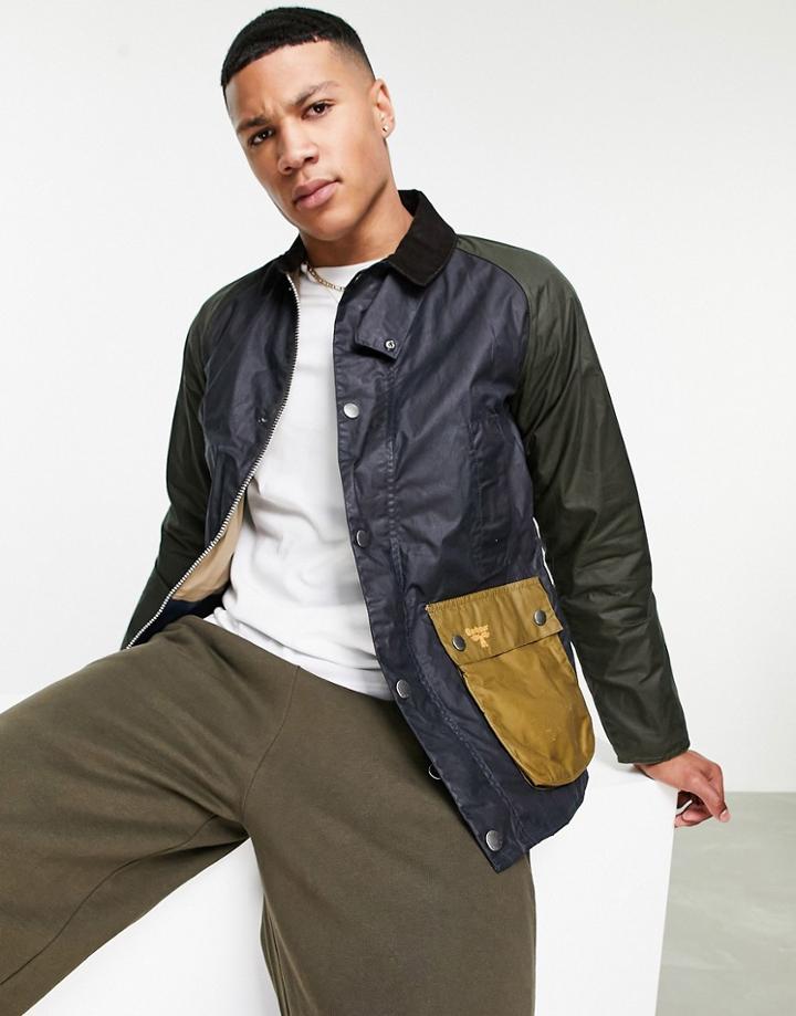 Barbour Beacon Bedale Wax Patch Jacket In Navy