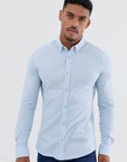 Only & Sons Slim Fit Pique Shirt In Blue - Blue