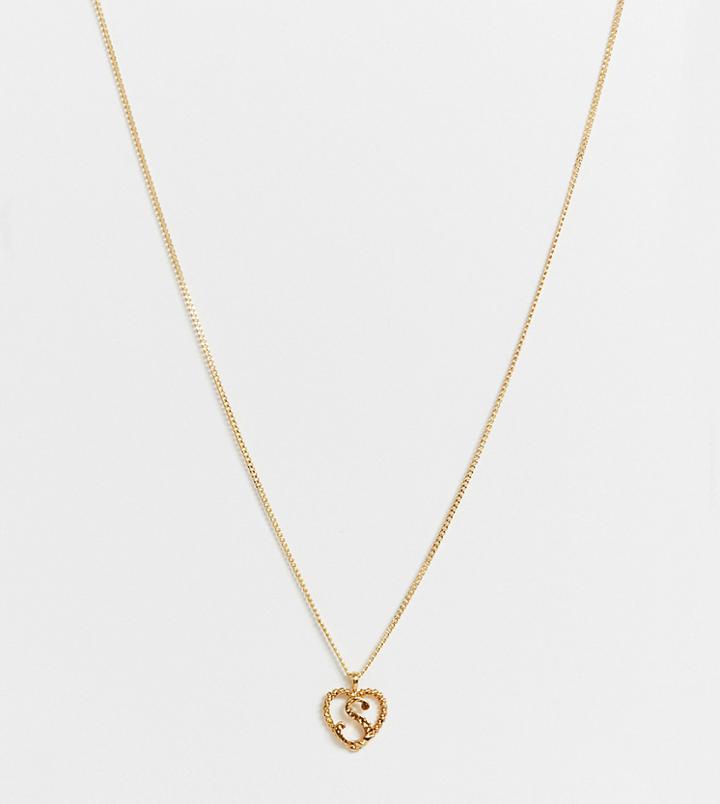 Reclaimed Vintage Inspired Gold Plated S Initial Pendant Necklace - Gold