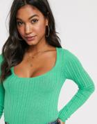 Asos Design Ripple Stitch High Neck Sweater With Cut Out Detail-orange