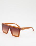 Quay Hindsight Womens Flat Brow Sunglasses In Brown