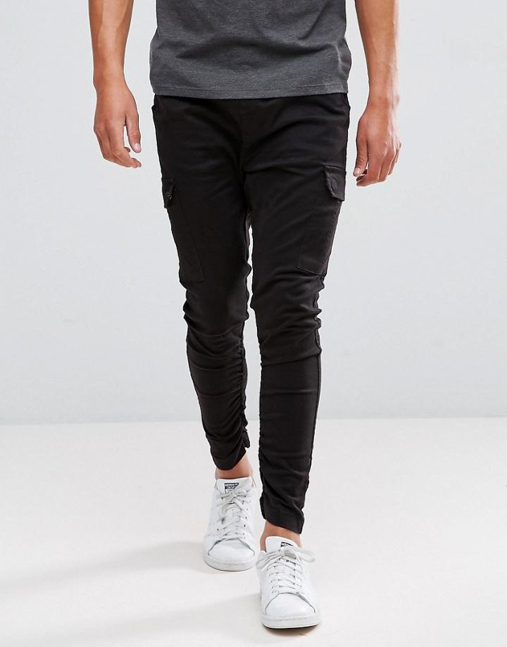 Brave Soul Gathered Cargo Pants - Black