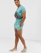 Asos Design Two-piece Swim Short In Gray Blue Super Short Length - Blue