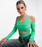 Asyou Extreme Slash Cut Out Top In Green
