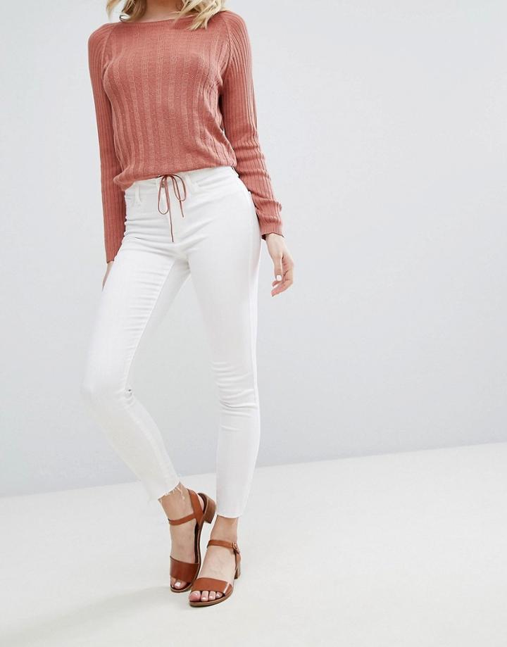 Vero Moda Raw Hem Skinny Jegging - White