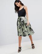 Traffic People Prom Skirt In Swirl Print - Green