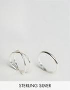 Asos Sterling Silver Pack Of 2 Kiss Rings - Silver
