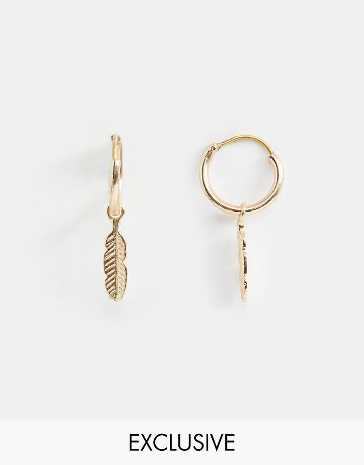 Reclaimed Vintage Inspired Hoop Earring With Feather In Gold Exclusive At Asos - Gold