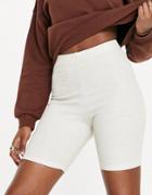 Topshop Speckled Rib Legging Short In Stone - Part Of A Set-neutral