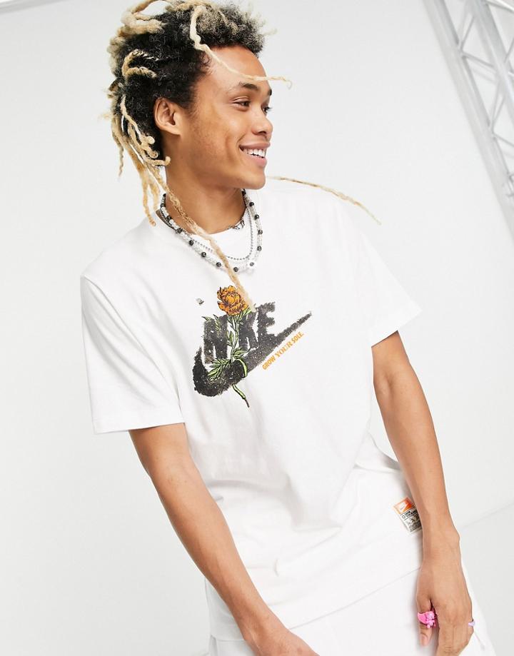 Nike 'grow Your Soul' Chest Print T-shirt In White