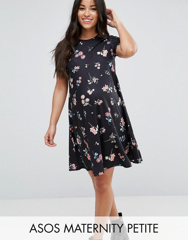 Asos Maternity Petite Swing Dress In Floral Print - Multi