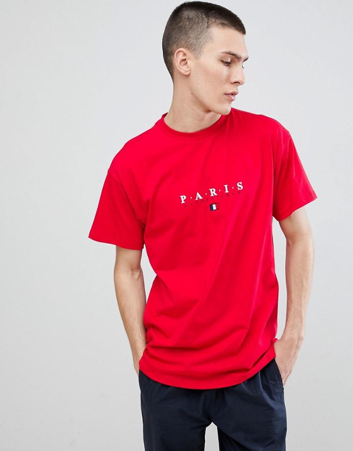 New Look T-shirt With Paris Embroidery In Red - Red