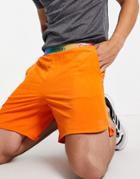 Calvin Klein Performance Pride Capsule Rainbow Logo Waistband 7 Woven Shorts In Danger Orange