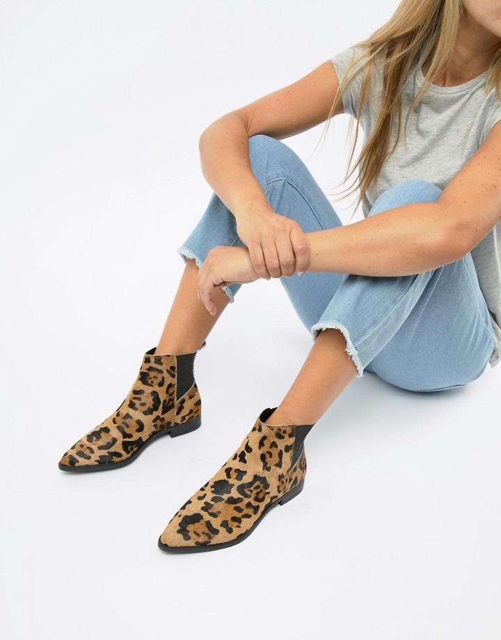 Asos Design Atom Leather Chelsea Boots In Leopard Print-multi