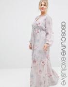 Asos Curve Salon Maxi Dress In Painted Floral - Print