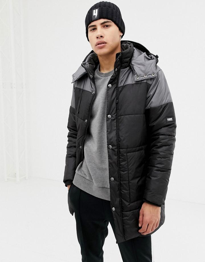 Puffa Padded 3/4 Length Coat-black