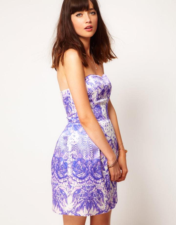 Asos Bandeau Dress In Floral Print