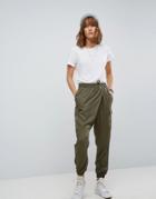 Asos Woven Wrap Front Utility Jogger With Clean Cuff - Green