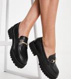 Raid Wide Fit Empire Chunky Loafers With Gold Trim In Black