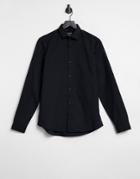 Topman Slim Fit Long Sleeve Shirt In Black