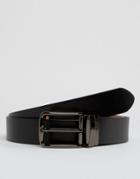 Smith And Canova Slim Leather Reversible Belt - Black