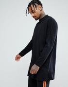 Asos Extreme Oversized Long Sleeve T-shirt With Side Splits In Black - Black