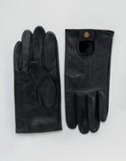 Asos Leather Driving Gloves In Black - Black