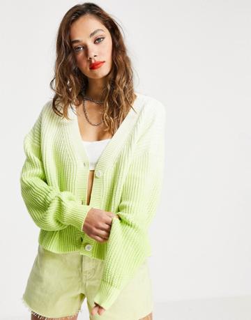 Weekday Yvette Cotton Ombre Cardigan In Yellow - Yellow