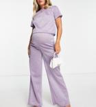 Jaded Rose Maternity Wide Leg Pants In Lilac Sparkle - Part Of A Set-purple