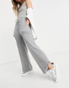 Asos Design Super Soft Straight Leg Sweatpants In Gray Marl-grey