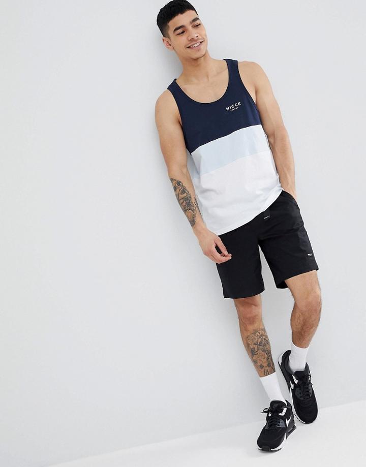 Nicce London Panel Tank In Blue - Navy