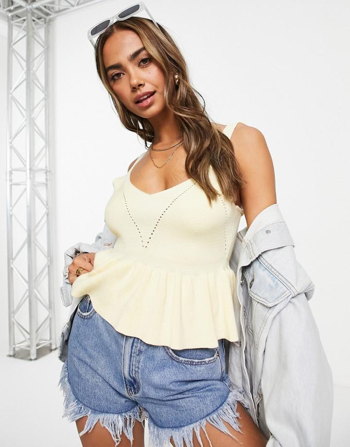 The Frolic Knitted Cami Top In Lemon Yellow