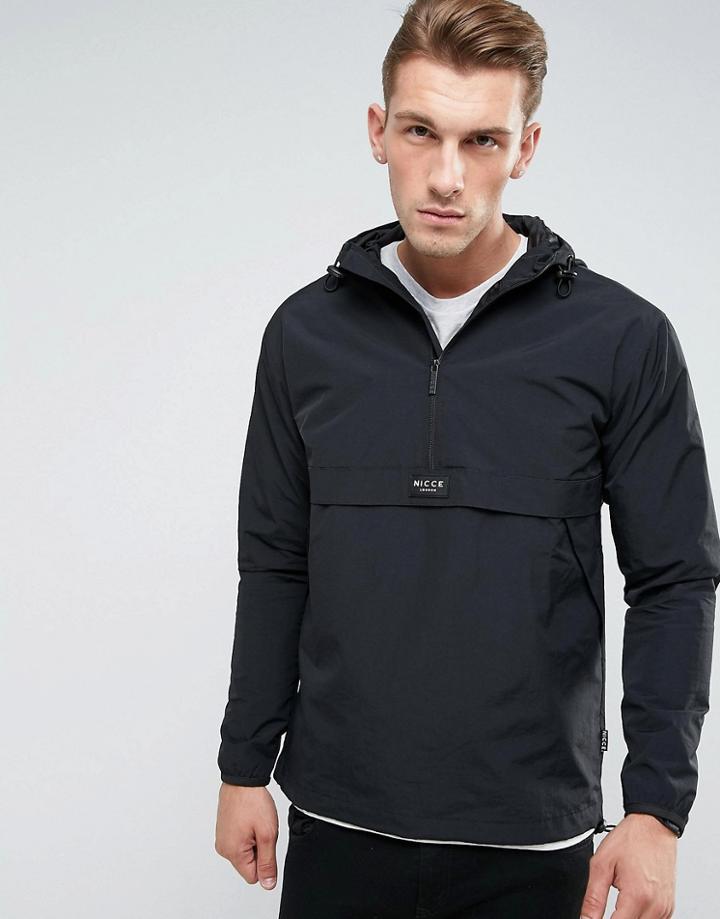 Nicce London Overhead Jacket In Black With Hood - Black