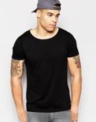Asos T-shirt With Boat Neck In Black - Black