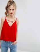 Asos Swing Cami With Strap Detail Front - Red