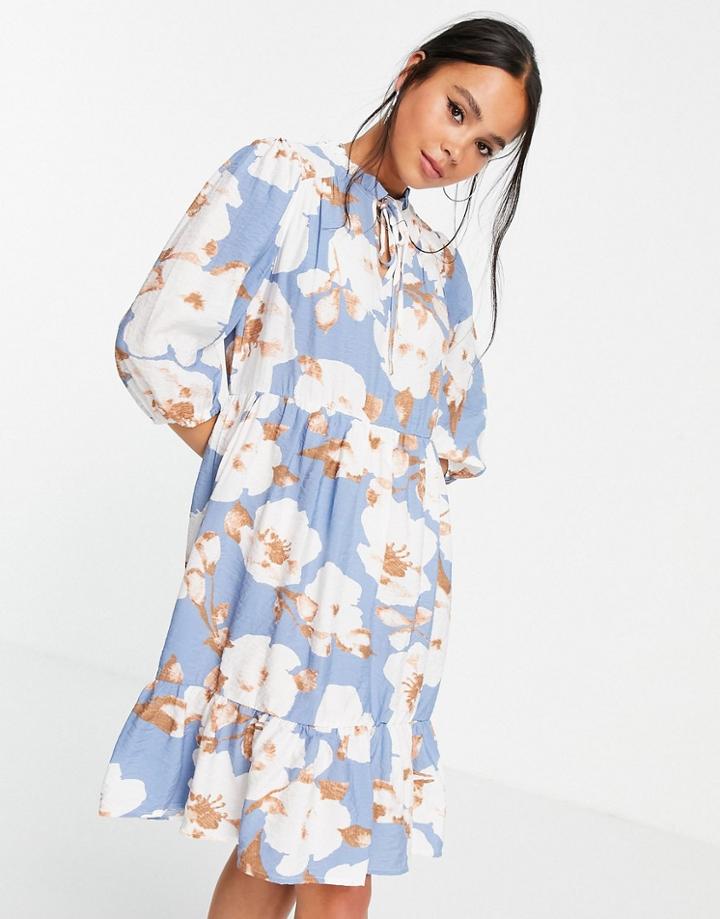 Vila Tiered Smock Dress In Floral-multi