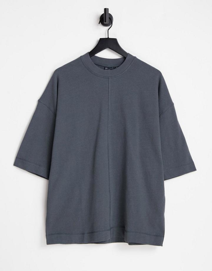 Asos Design Oversized Heavyweight T-shirt With Seaming In Washed Black