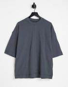 Asos Design Oversized Heavyweight T-shirt With Seaming In Washed Black