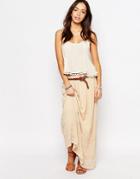 Esprit Embroidered Maxi Skirt - Nude