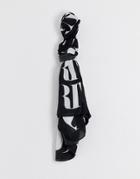 River Island Oversized Monogram Lightweight Scarf In Black