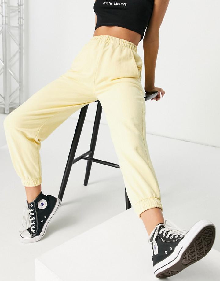 Bershka Oversized Sweatpants In Lemon Yellow