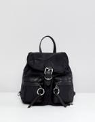 Aldo Mini Nyon Backpack With Ring Pull Detail - Black