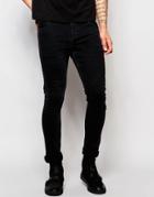 Dark Future Super Skinny Jeans In Washed Black With Side Tape - Black