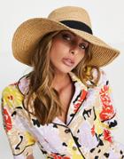 Asos Design Straw Floppy Fedora In Natural With Size Adjuster-neutral