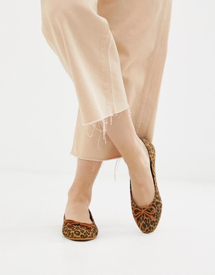 Park Lane Square Toe Ballet Flats In Leopard - Multi