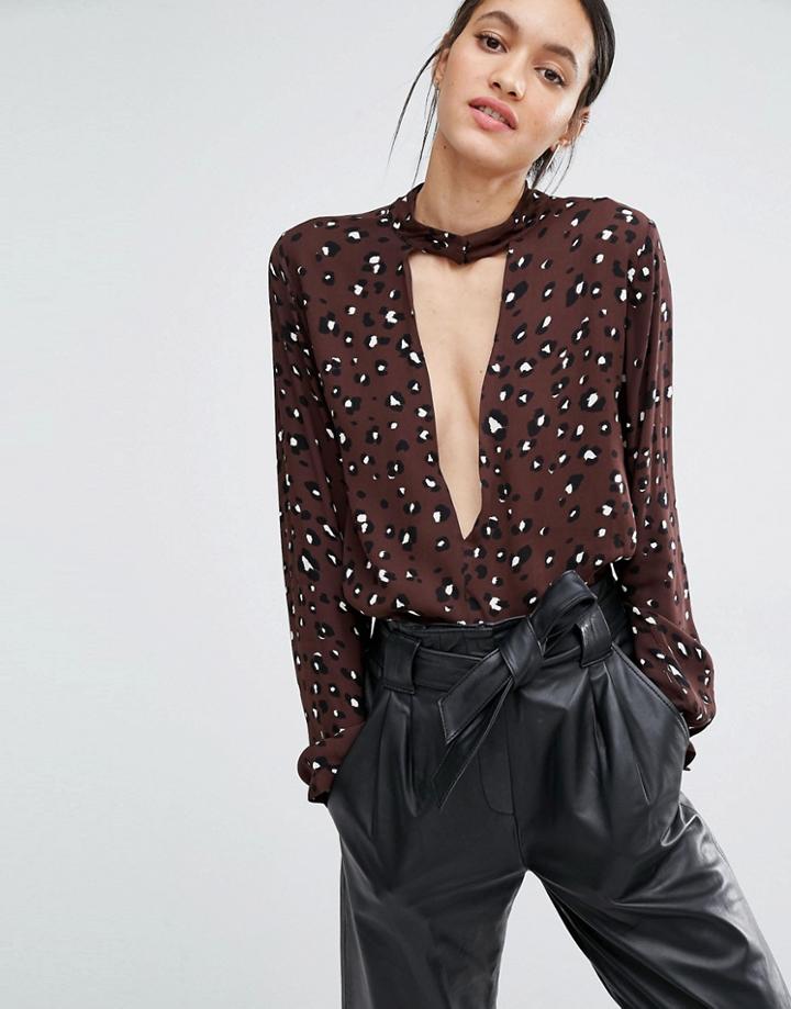 Just Female Hackett Blouse In Leopard Print - Brown