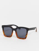 Asos Design Square Sunglasses With Tort Fade - Multi