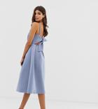 Asos Design Bow Back Midi Prom Dress - Blue