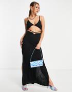 Asos Design Strappy Detail Jersey Beach Maxi Dress In Black